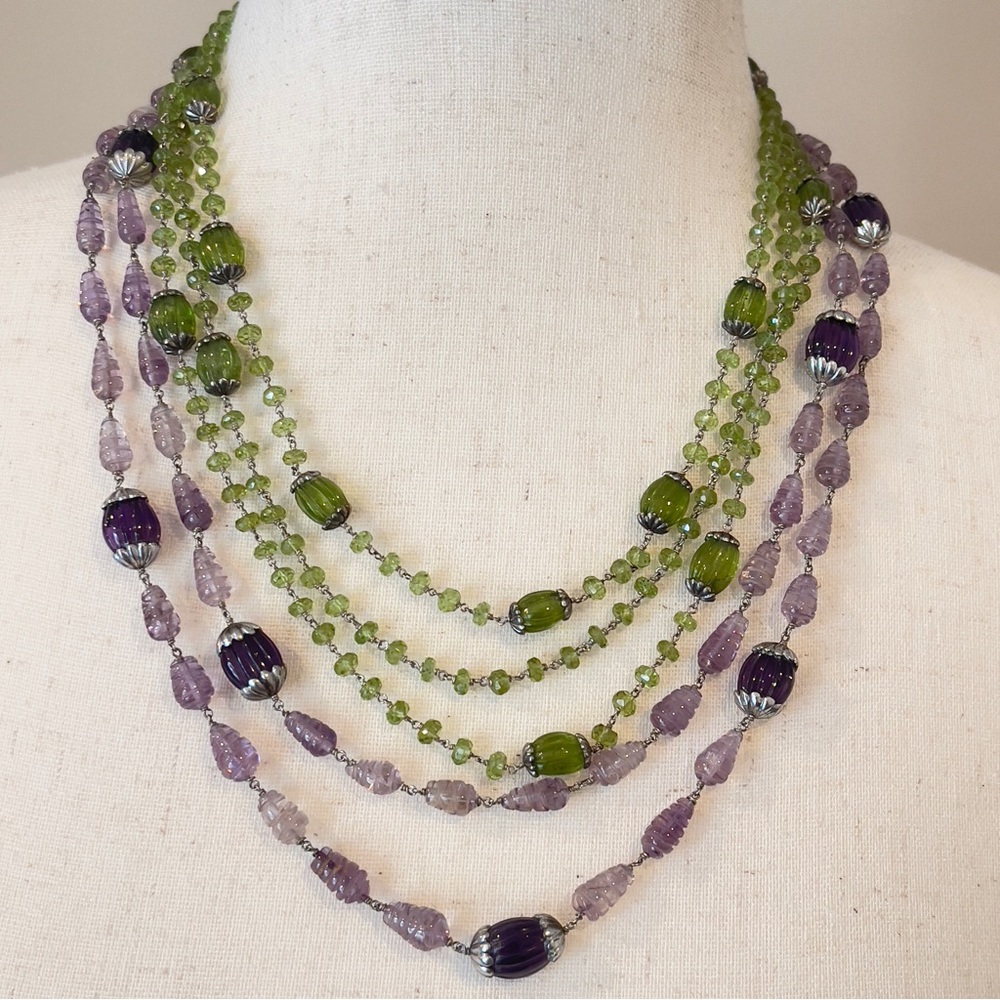 Jaipur Jewels Amethyst peridot gemstones Necklace